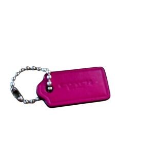 Coach Magenta Pink Leather Replacement‎ Hangtag Silver Ball Chain Bag Charm